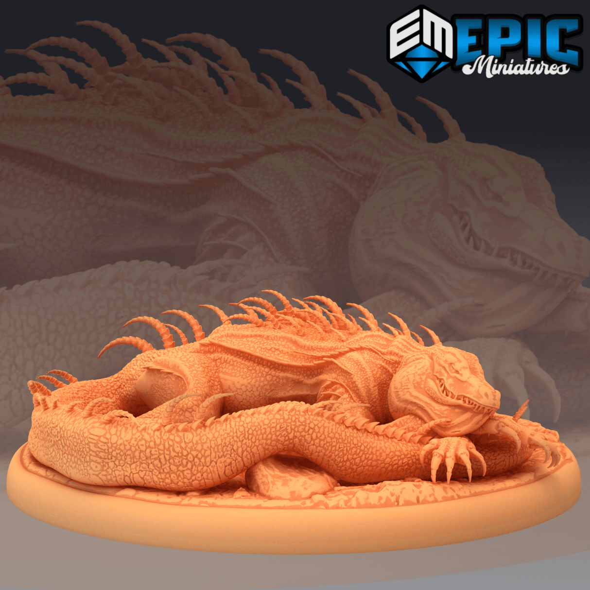 Lava Crocodile Miniature | B - Tabletop RPG & D&D miniature. Perfect for wargaming & collectors