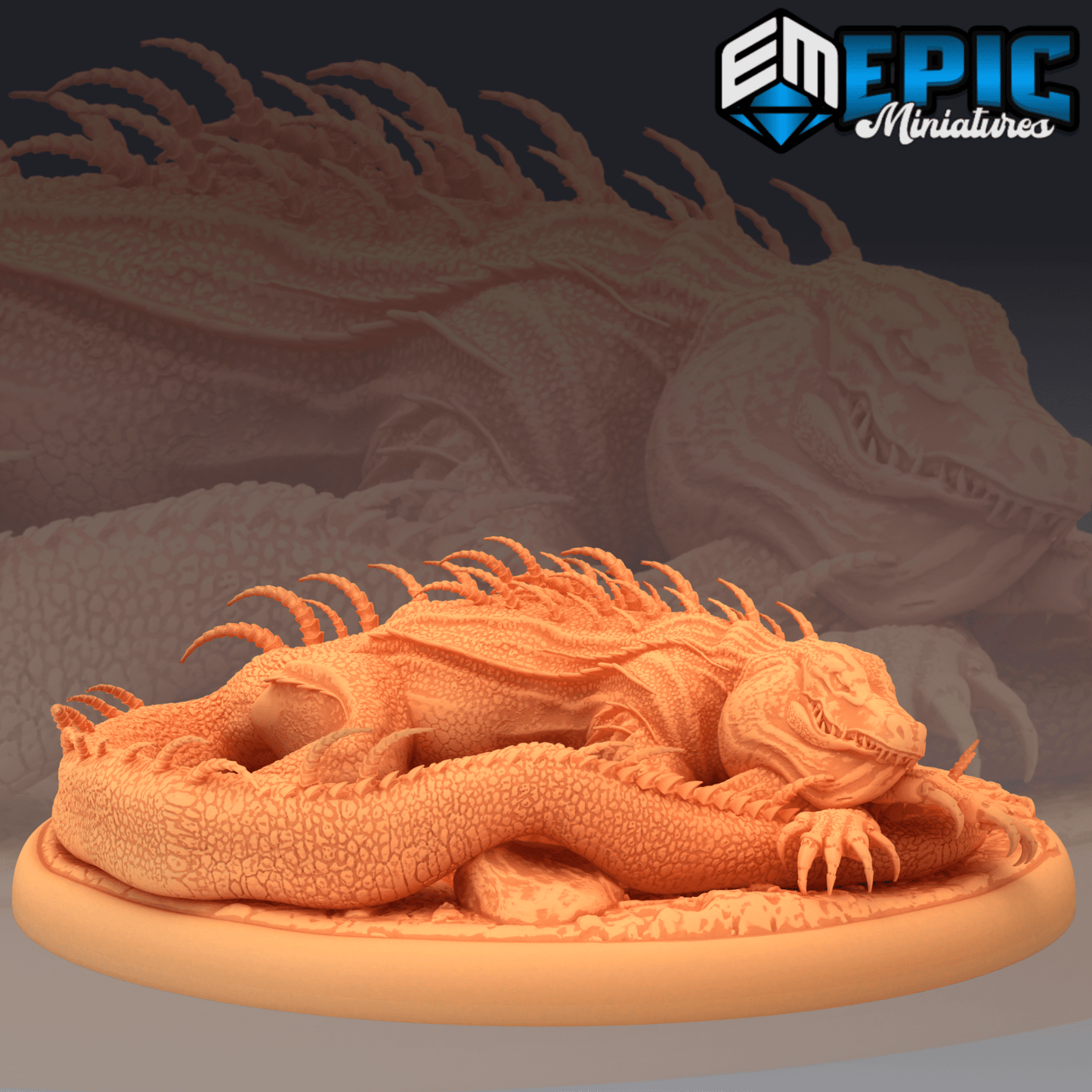 Lava Crocodile Miniature - B - 28mm