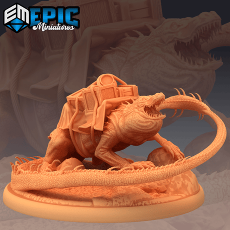 Lava Crocodile Miniature | C - Tabletop RPG & D&D miniature. Perfect for wargaming & collectors