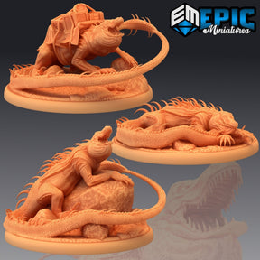 Lava Crocodile Miniature | Set of 3 - Tabletop RPG & D&D miniature. Perfect for wargaming & collectors