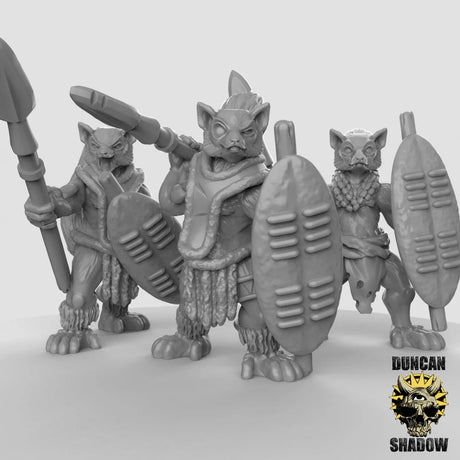 Leema Spear and shield Miniature | Set of 3 - Tabletop RPG & D&D miniature. Perfect for wargaming & collectors