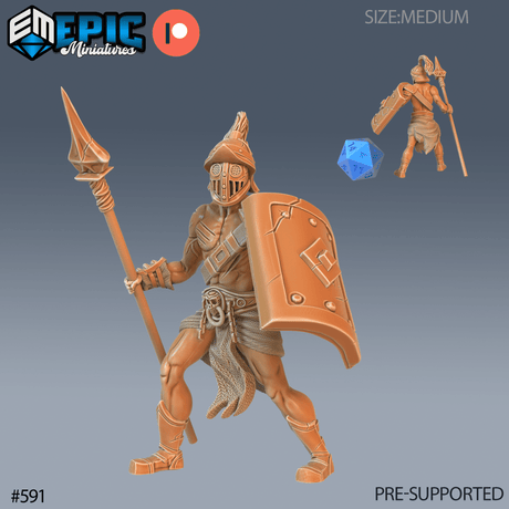 Legendary Gladiator Miniature | B - Tabletop RPG & D&D miniature. Perfect for wargaming & collectors