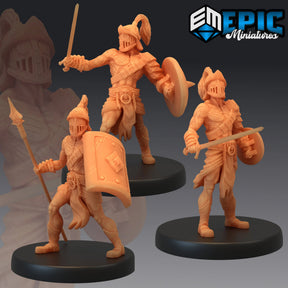 Legendary Gladiator Miniature | Set of 3 - Tabletop RPG & D&D miniature. Perfect for wargaming & collectors