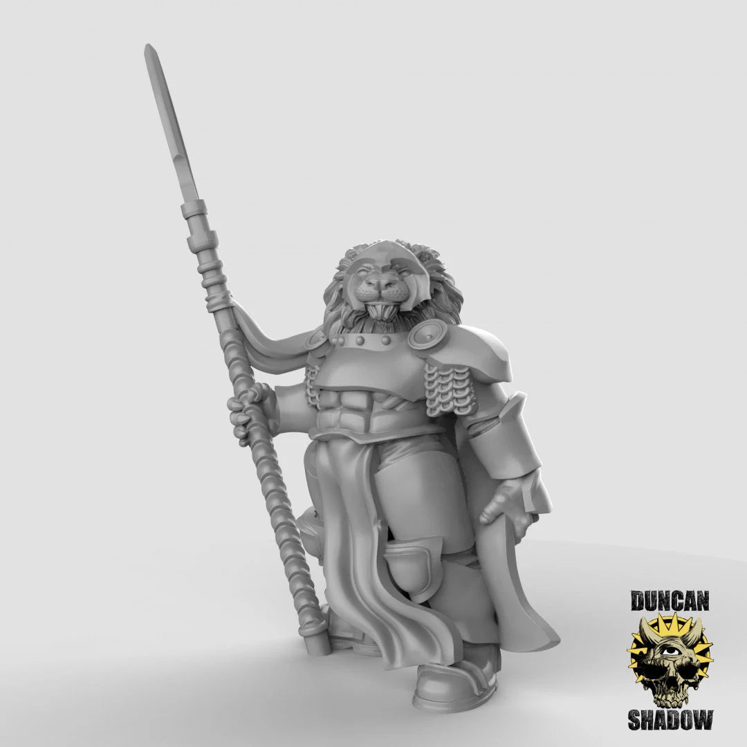 Leonin Fighter Miniature | B - Tabletop RPG & D&D miniature. Perfect for wargaming & collectors