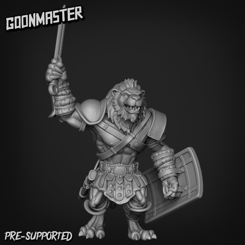 Leonin Warrior Miniature | A - Tabletop RPG & D&D miniature. Perfect for wargaming & collectors