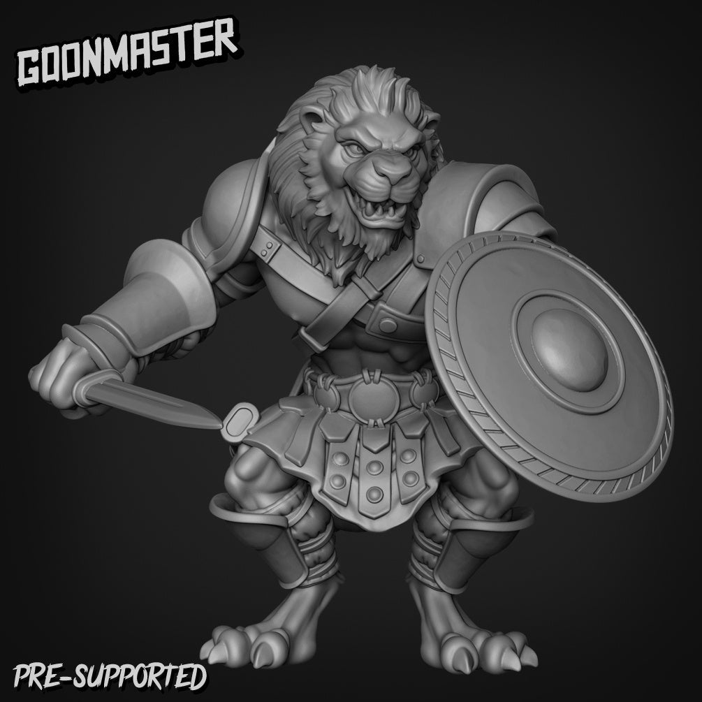 Leonin Warrior Miniature | D - Tabletop RPG & D&D miniature. Perfect for wargaming & collectors