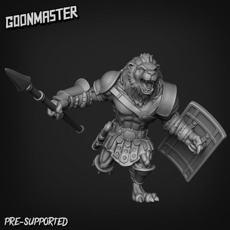 Leonin Warrior Miniature | H - Tabletop RPG & D&D miniature. Perfect for wargaming & collectors