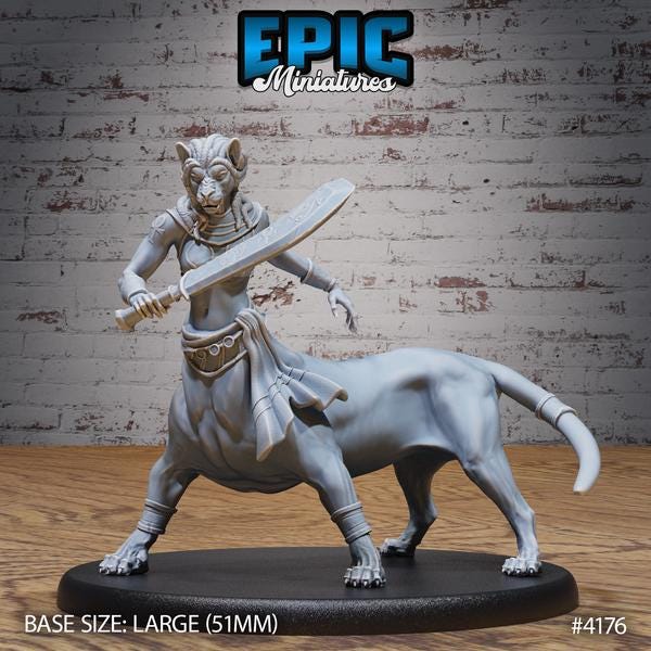 Lion Centaur Miniature | 4176 - Tabletop RPG & D&D miniature. Perfect for wargaming & collectors