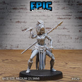 Lion Huntress, Jungle Fighter, Tribal Woman Miniature | 4529 - Tabletop RPG & D&D miniature. Perfect for wargaming & collectors