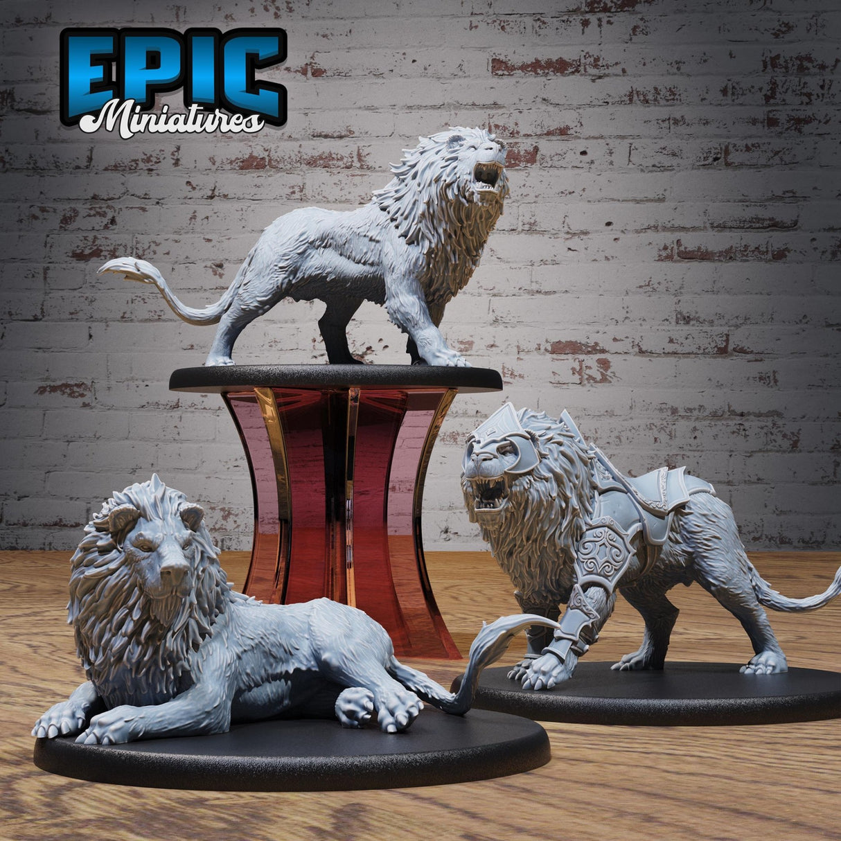 Lion Miniature | Full Set All Models - Tabletop RPG & D&D miniature. Perfect for wargaming & collectors