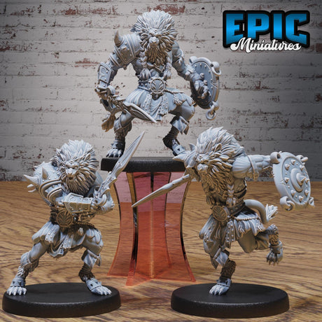 LionFolk Gladiator Miniature | Full Set All Models - Tabletop RPG & D&D miniature. Perfect for wargaming & collectors