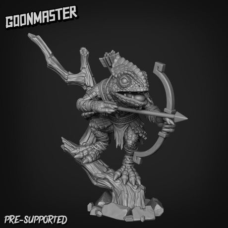 Lizard Folk Arhers Miniature | A - Tabletop RPG & D&D miniature. Perfect for wargaming & collectors