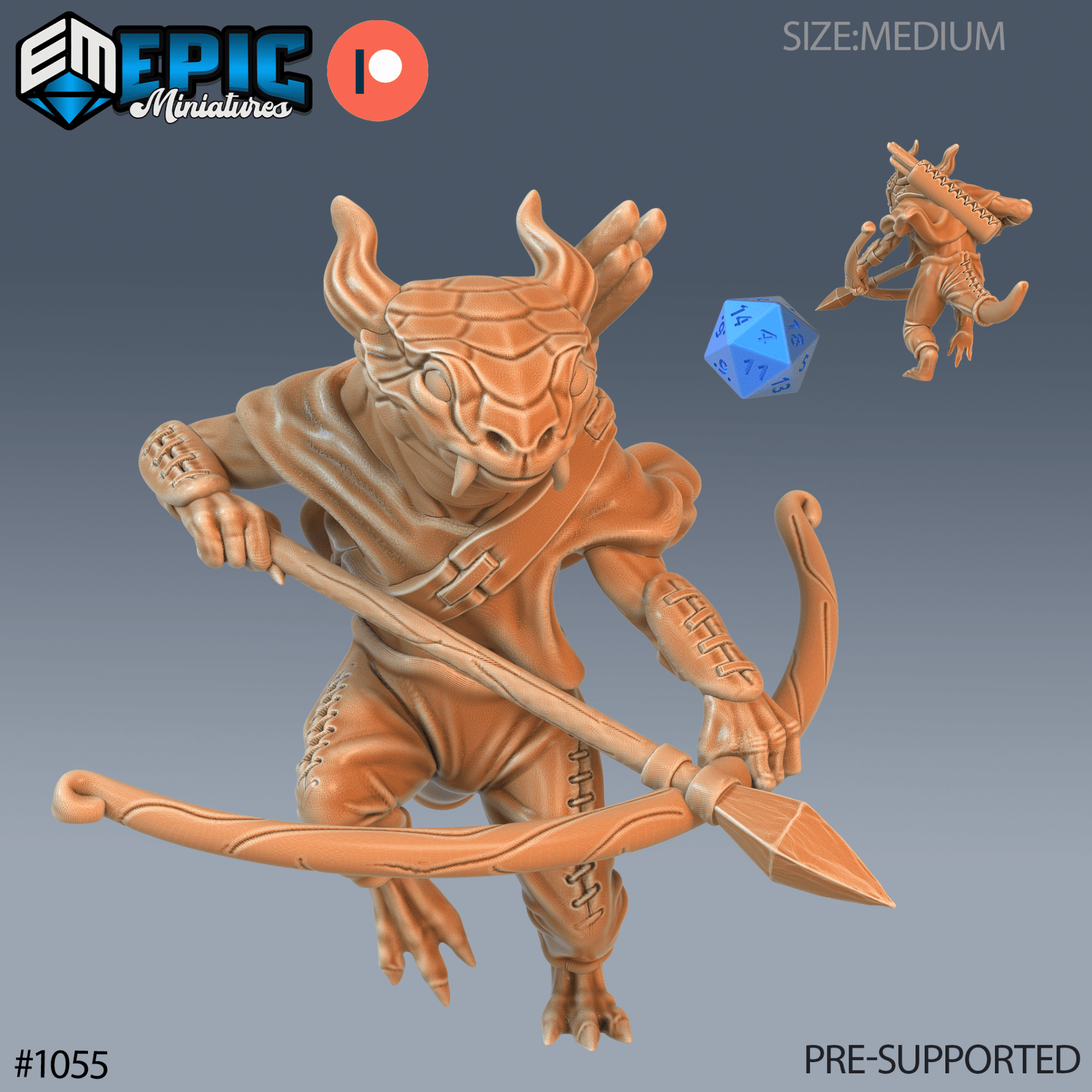 Lizard Folk Fighter Miniature - A - 28mm