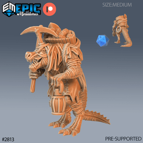 Lizard Folk Fighter Miniature | A - Tabletop RPG & D&D miniature. Perfect for wargaming & collectors
