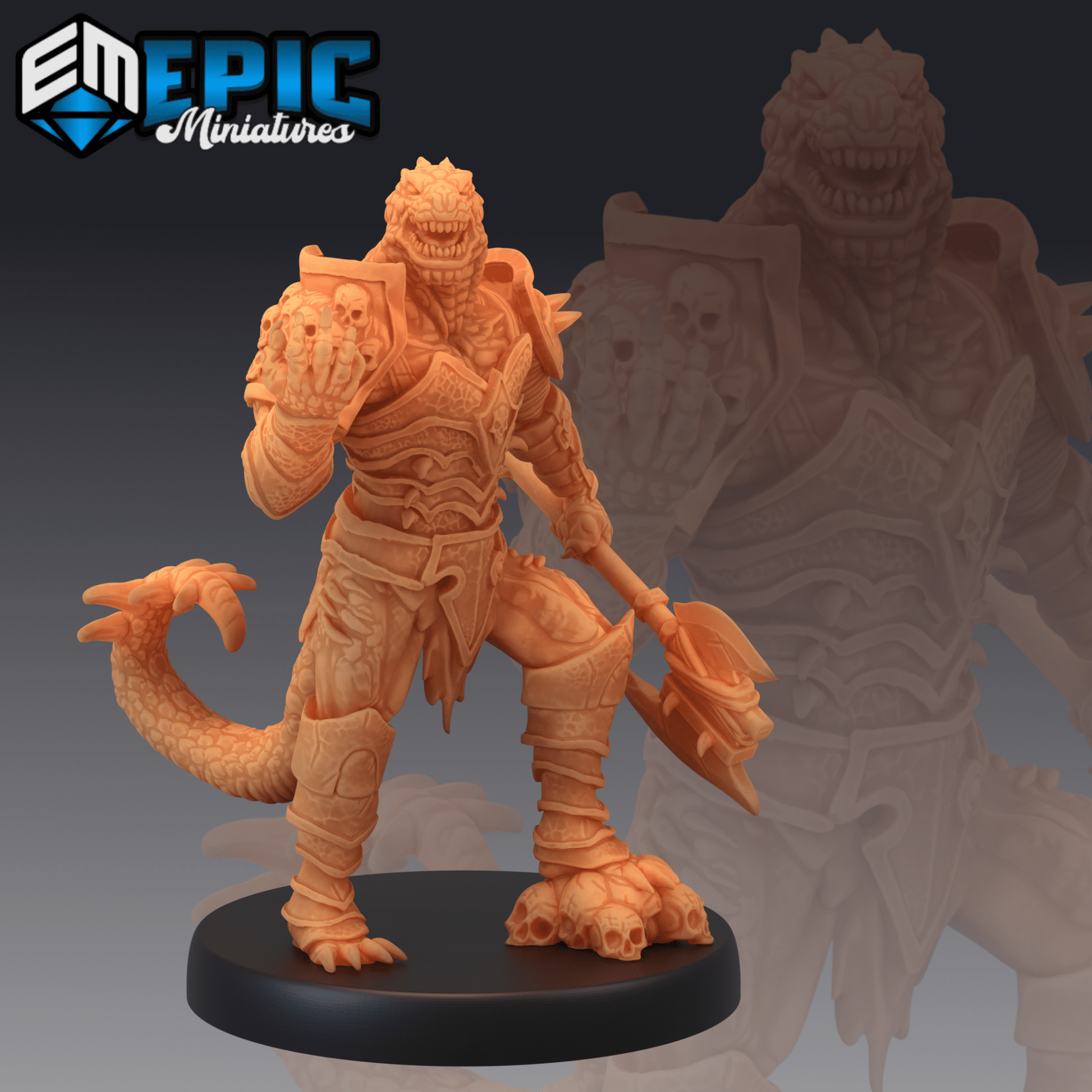 Lizard Folk Fighter Miniature - A - 28mm