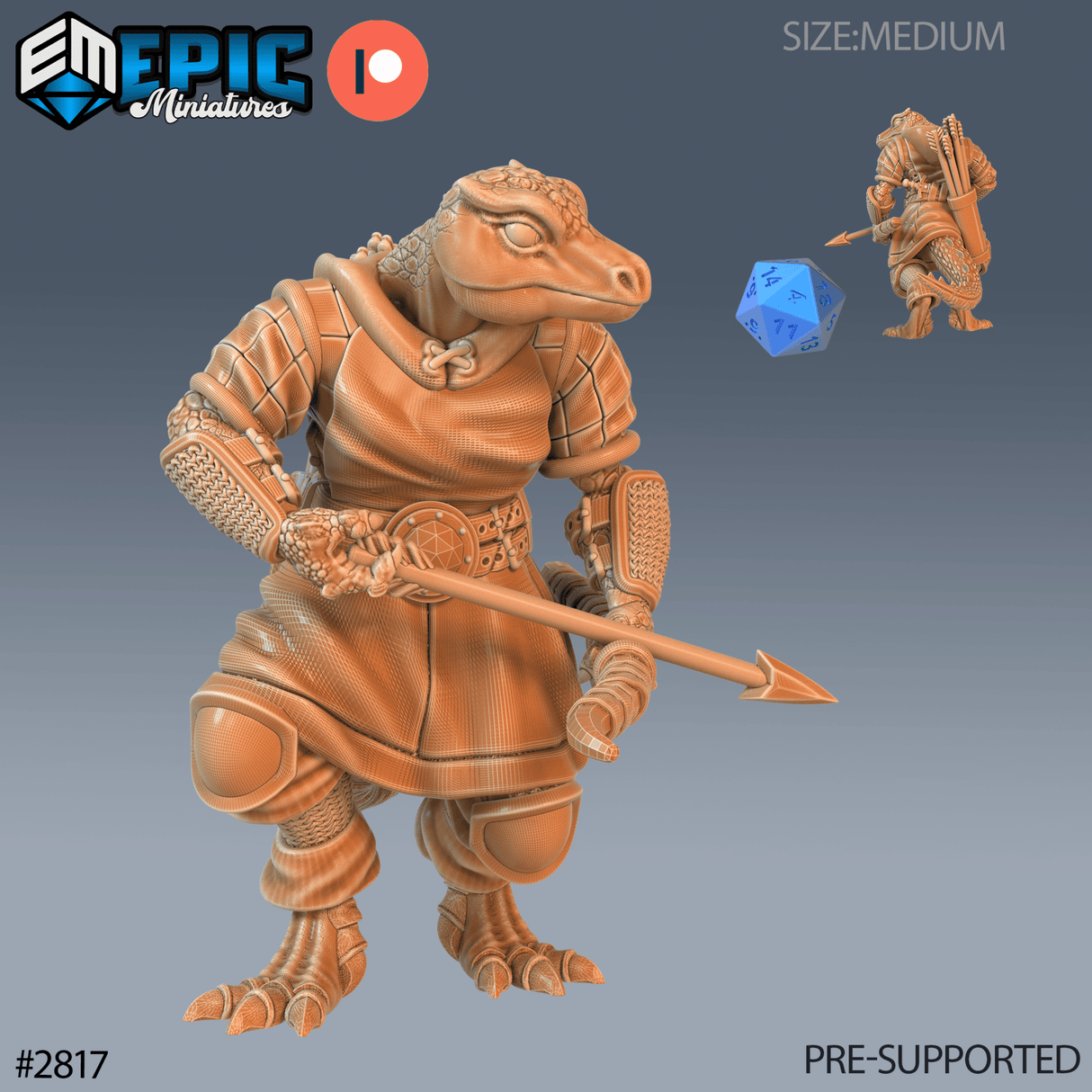 Lizard Folk barmaid and hunter Miniature | B - Tabletop RPG & D&D miniature. Perfect for wargaming & collectors