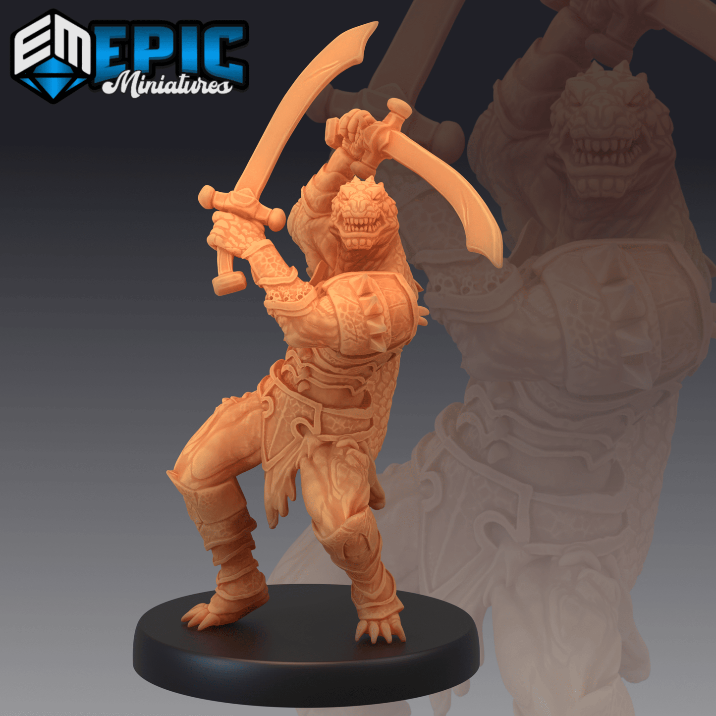 Lizard Folk Fighter Miniature - B - 28mm