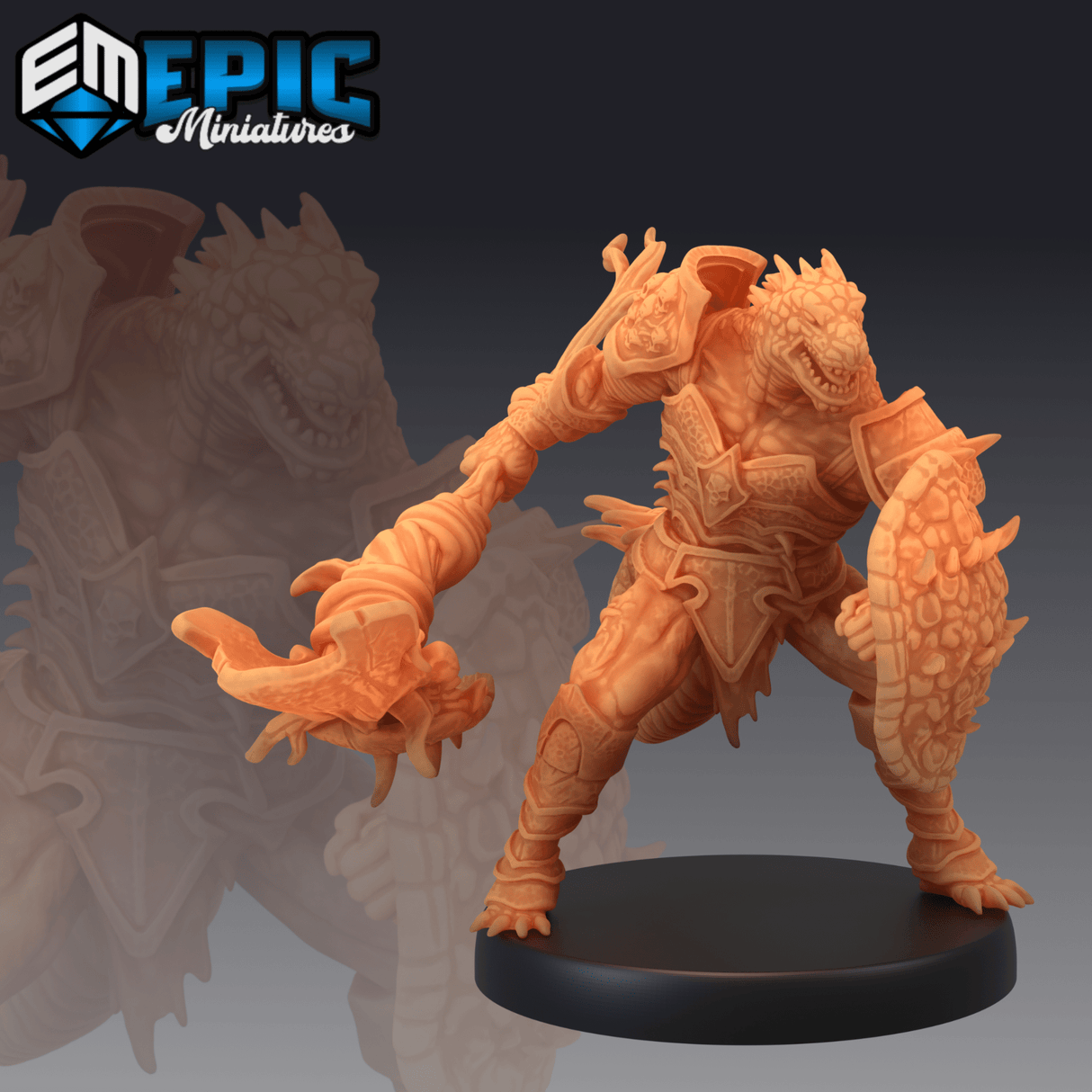 Lizard Folk Fighter Miniature | C - Tabletop RPG & D&D miniature. Perfect for wargaming & collectors