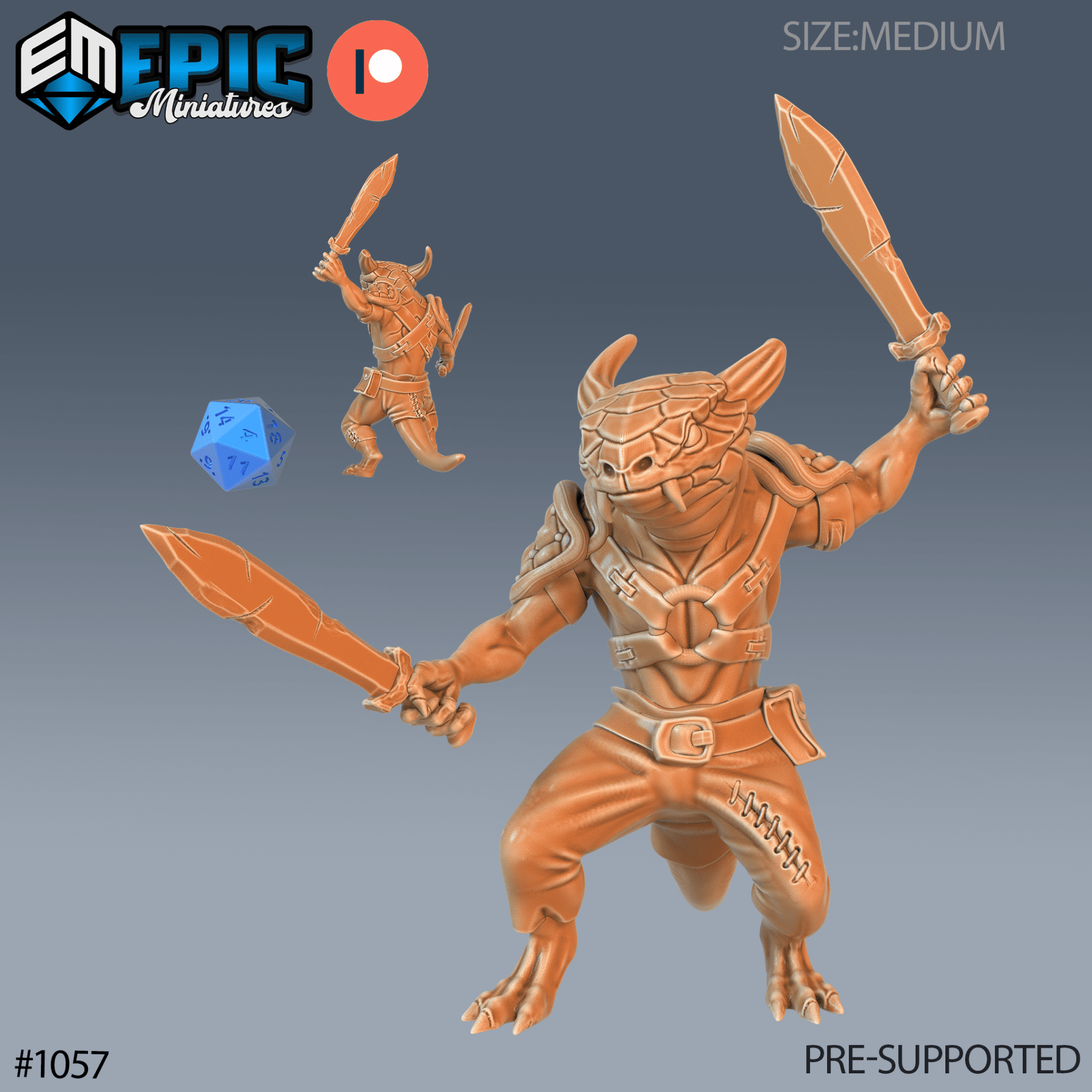 Lizard Folk Fighter Miniature - C - 28mm