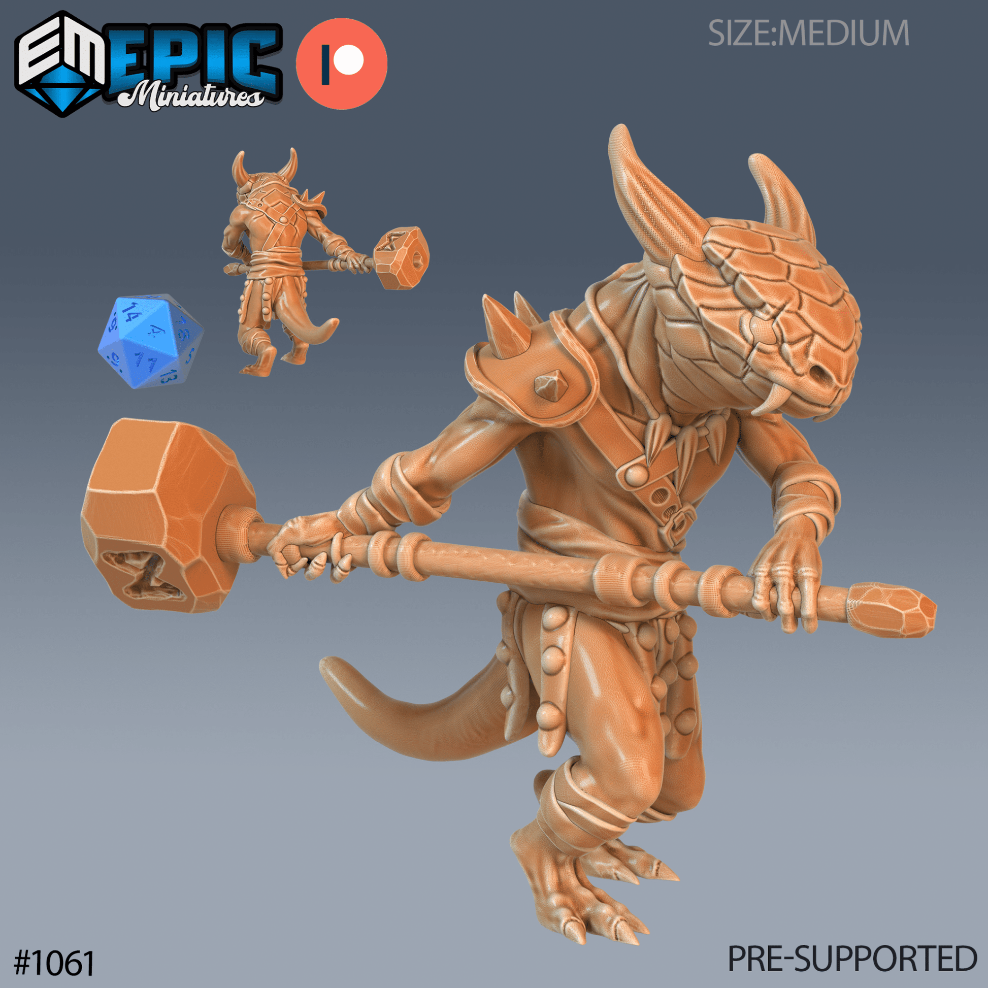 Lizard Folk Fighter Miniature - D - 28mm