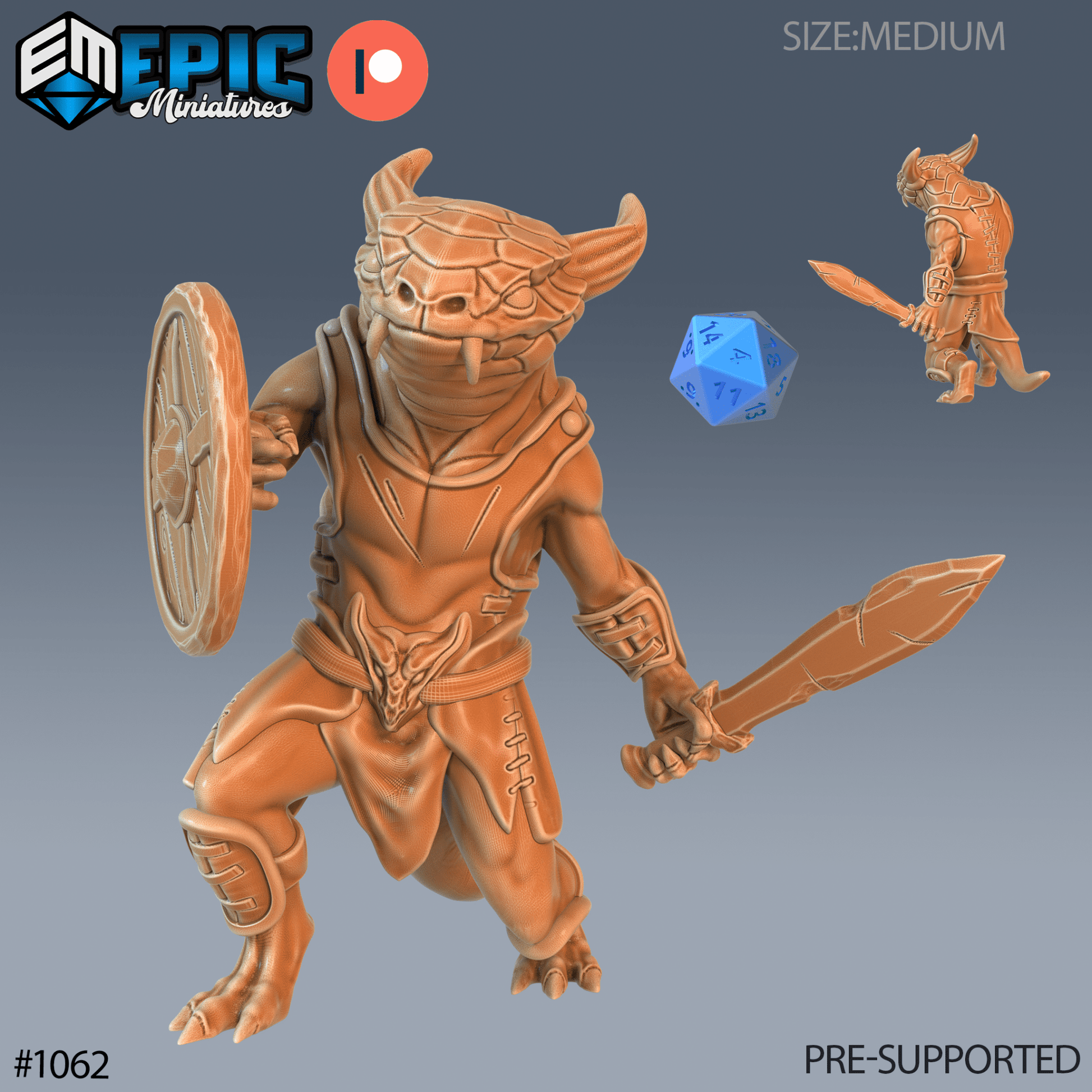 Lizard Folk Fighter Miniature - E - 28mm