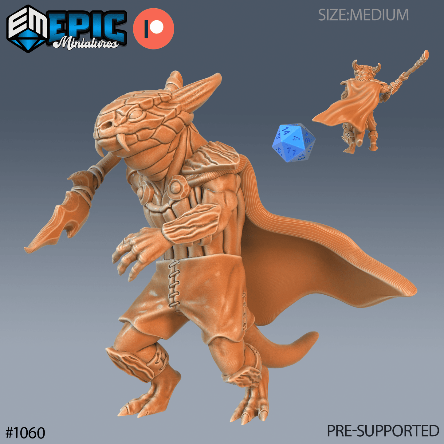 Lizard Folk Fighter Miniature - H - 28mm