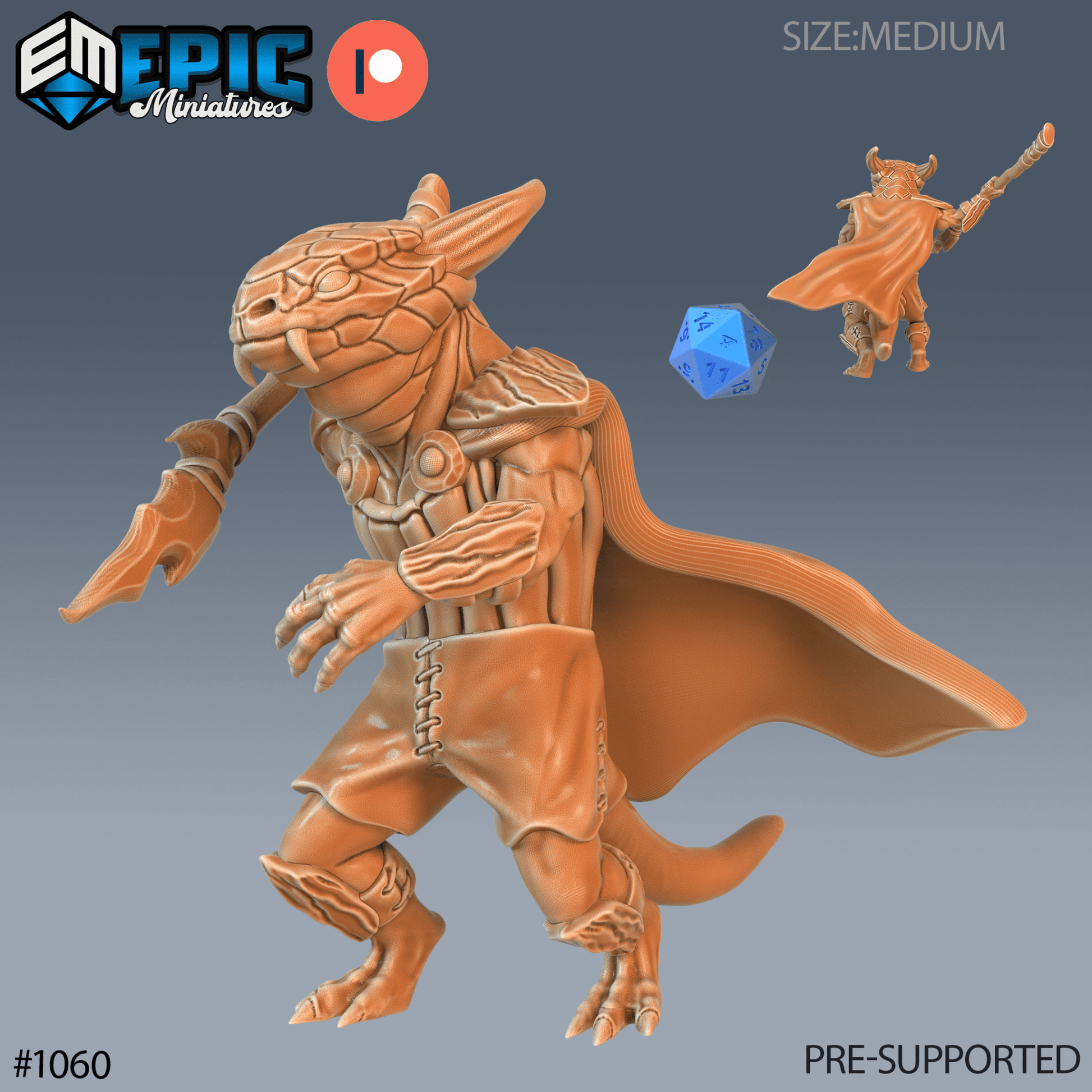 Lizard Folk Fighter Miniature - H - 28mm