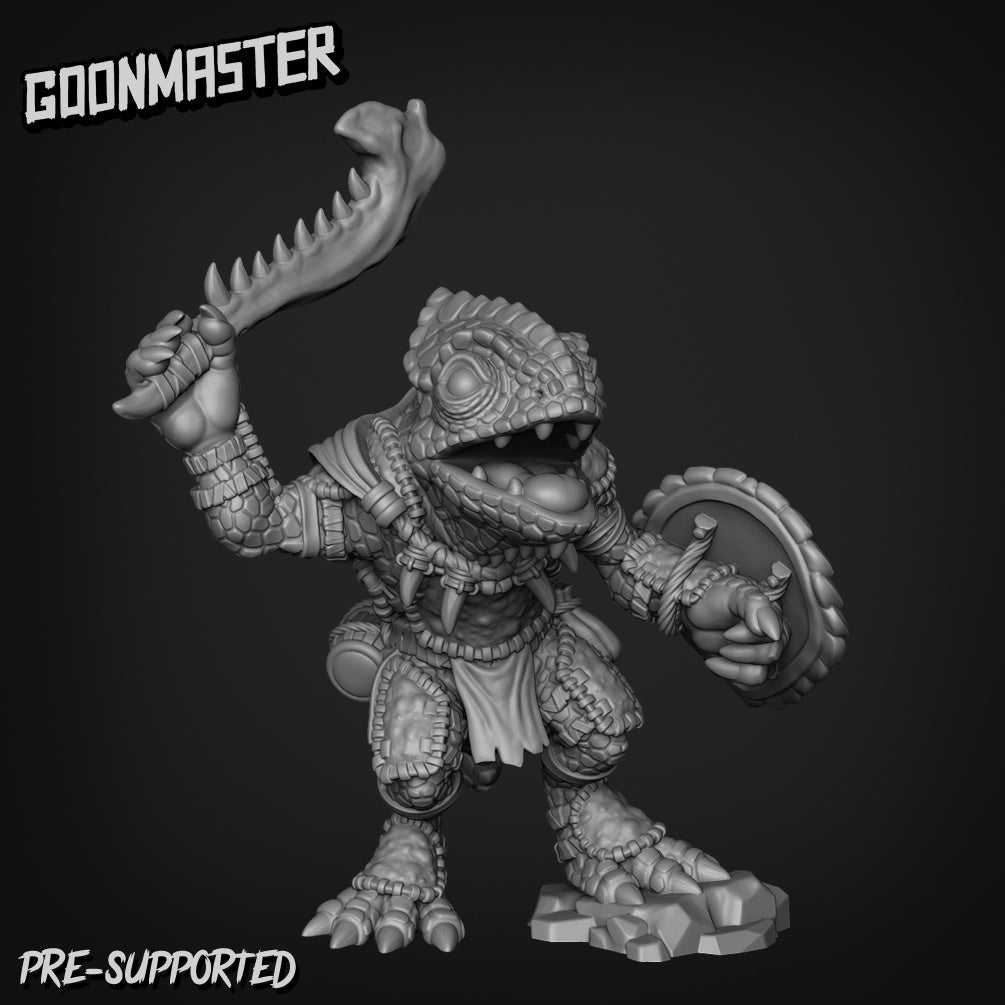 Lizard Folk Jungle Fighter Miniature - A - 32mm
