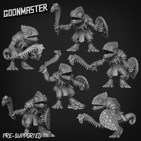 Lizard Folk Jungle Fighter Miniature | set of 6 - Tabletop RPG & D&D miniature. Perfect for wargaming & collectors
