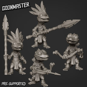 Lizard Folk Miniature | Set of 4 - Tabletop RPG & D&D miniature. Perfect for wargaming & collectors