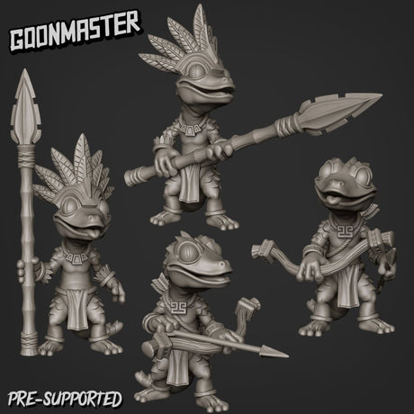 Lizard Folk Miniature | Set of 4 - Tabletop RPG & D&D miniature. Perfect for wargaming & collectors