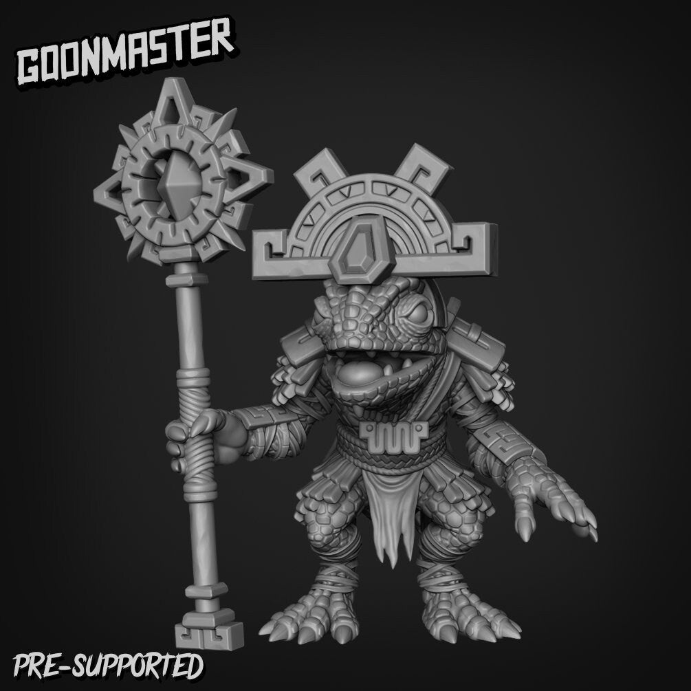 Lizard Folk Shaman Miniature | B - Tabletop RPG & D&D miniature. Perfect for wargaming & collectors