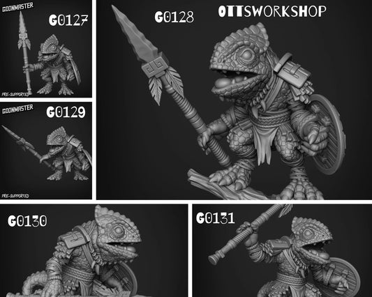 Lizard Folk Spearmen Miniature - Set of 5 - 28mm