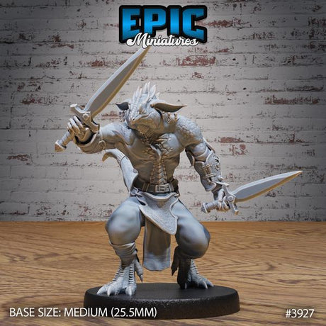 Lizard Folk Thug Miniature | 3927 - Tabletop RPG & D&D miniature. Perfect for wargaming & collectors