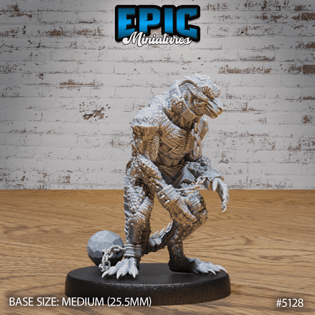 Lizardfolk Slave Miniature | C - Tabletop RPG & D&D miniature. Perfect for wargaming & collectors