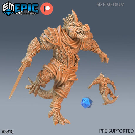Lizardman Miniature | A - Tabletop RPG & D&D miniature. Perfect for wargaming & collectors