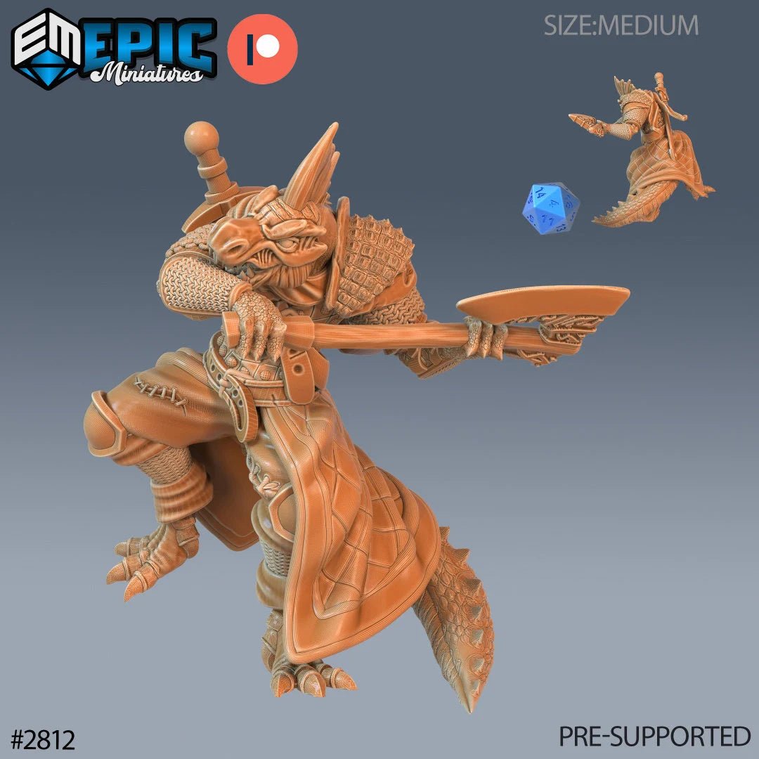 Lizardman Miniature | C - Tabletop RPG & D&D miniature. Perfect for wargaming & collectors