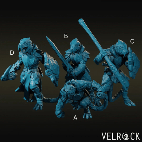 Lizardmen Miniature | Set of 4 - Tabletop RPG & D&D miniature. Perfect for wargaming & collectors
