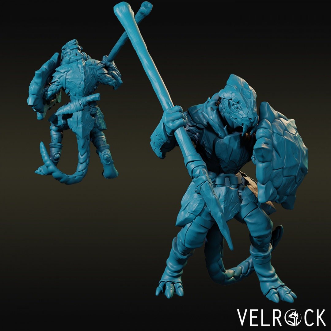 Lizardmen Miniature | D - Tabletop RPG & D&D miniature. Perfect for wargaming & collectors