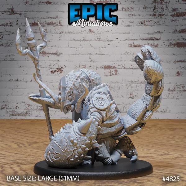 Lobster Folk, FishFolk Miniature | 4825 - Tabletop RPG & D&D miniature. Perfect for wargaming & collectors