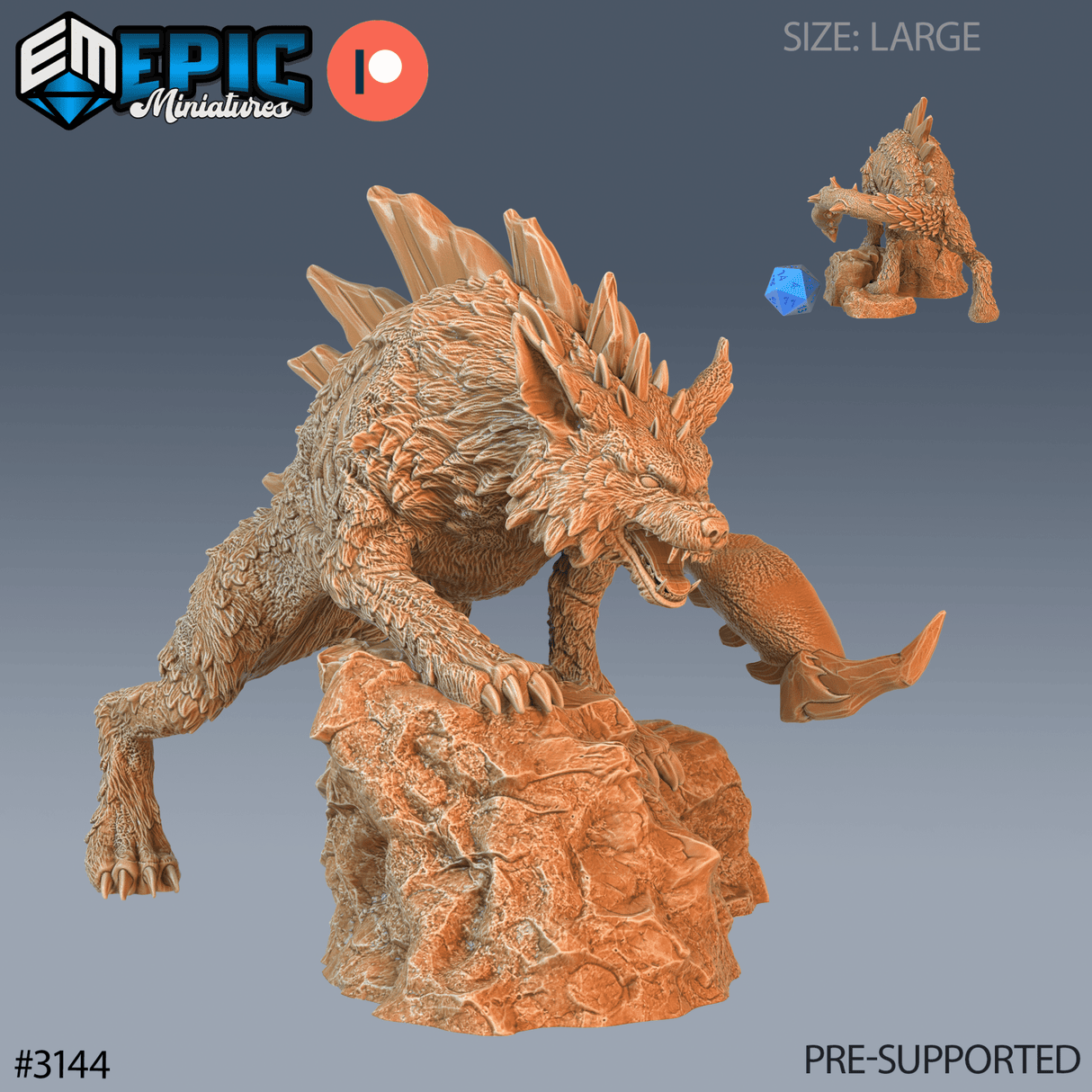 Lupion Wolf Miniature | B - Tabletop RPG & D&D miniature. Perfect for wargaming & collectors