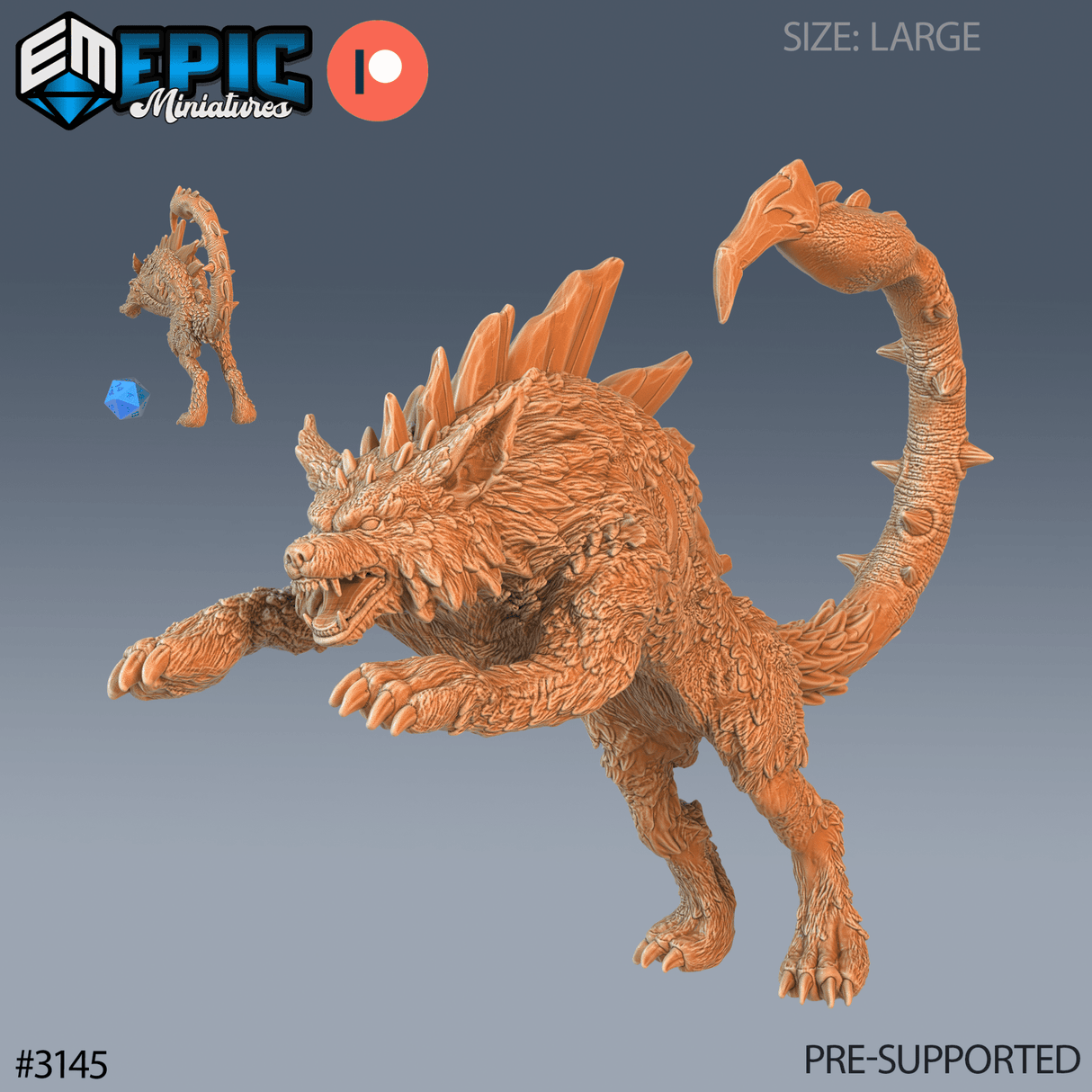 Lupion Wolf Miniature | C - Tabletop RPG & D&D miniature. Perfect for wargaming & collectors