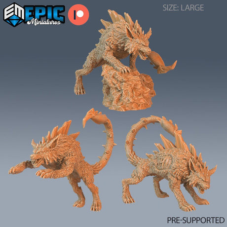 Lupion Wolf Miniature | Set of 3 - Tabletop RPG & D&D miniature. Perfect for wargaming & collectors