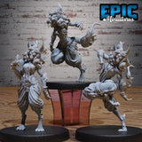 Lynx Folk Dancer Miniature | Set of 3 - Tabletop RPG & D&D miniature. Perfect for wargaming & collectors