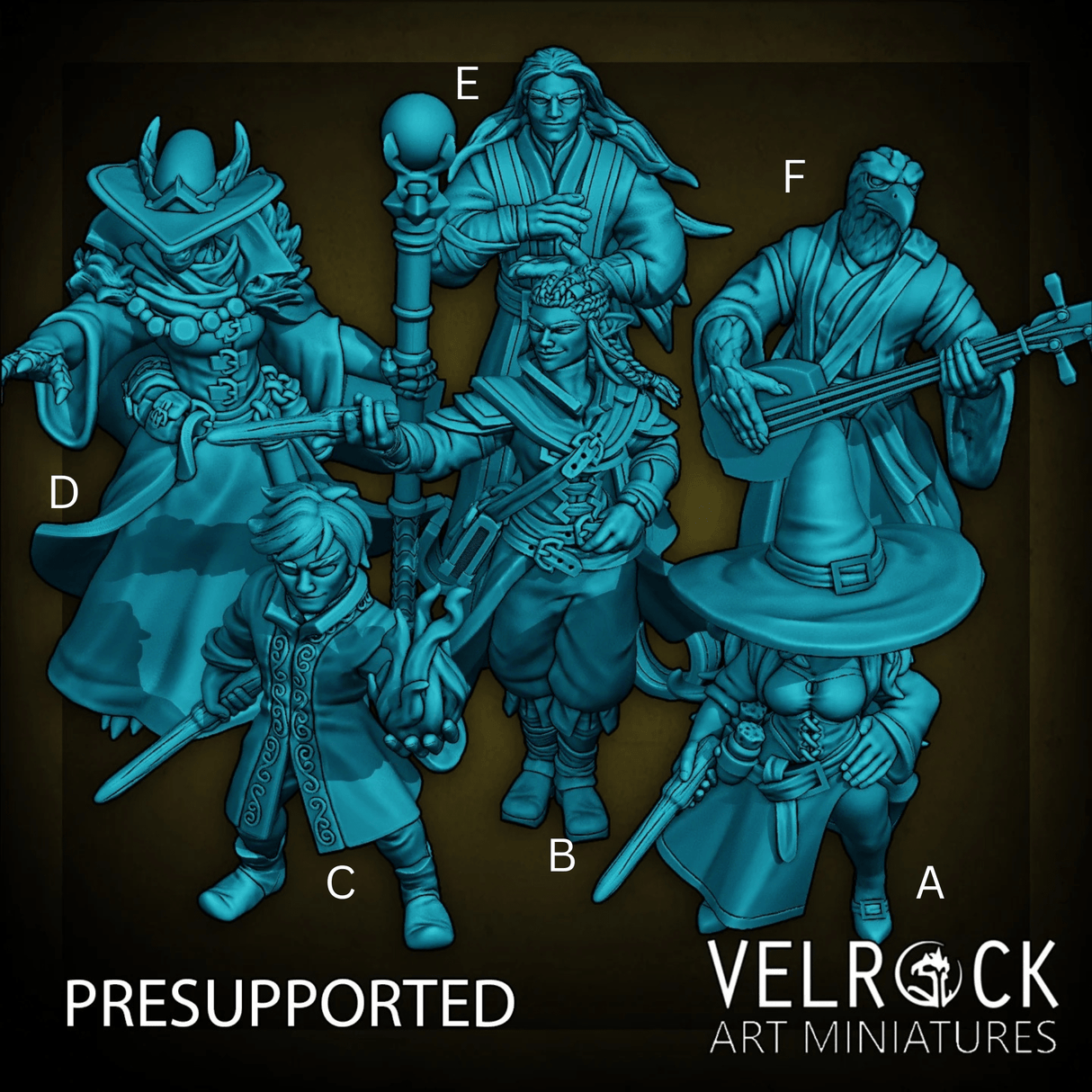 Mage Hero Player Miniature | Set of 6 - Tabletop RPG & D&D miniature. Perfect for wargaming & collectors