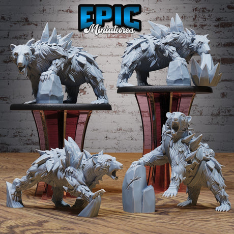 Magical Frost Bear Miniature | Set of 3 - Tabletop RPG & D&D miniature. Perfect for wargaming & collectors
