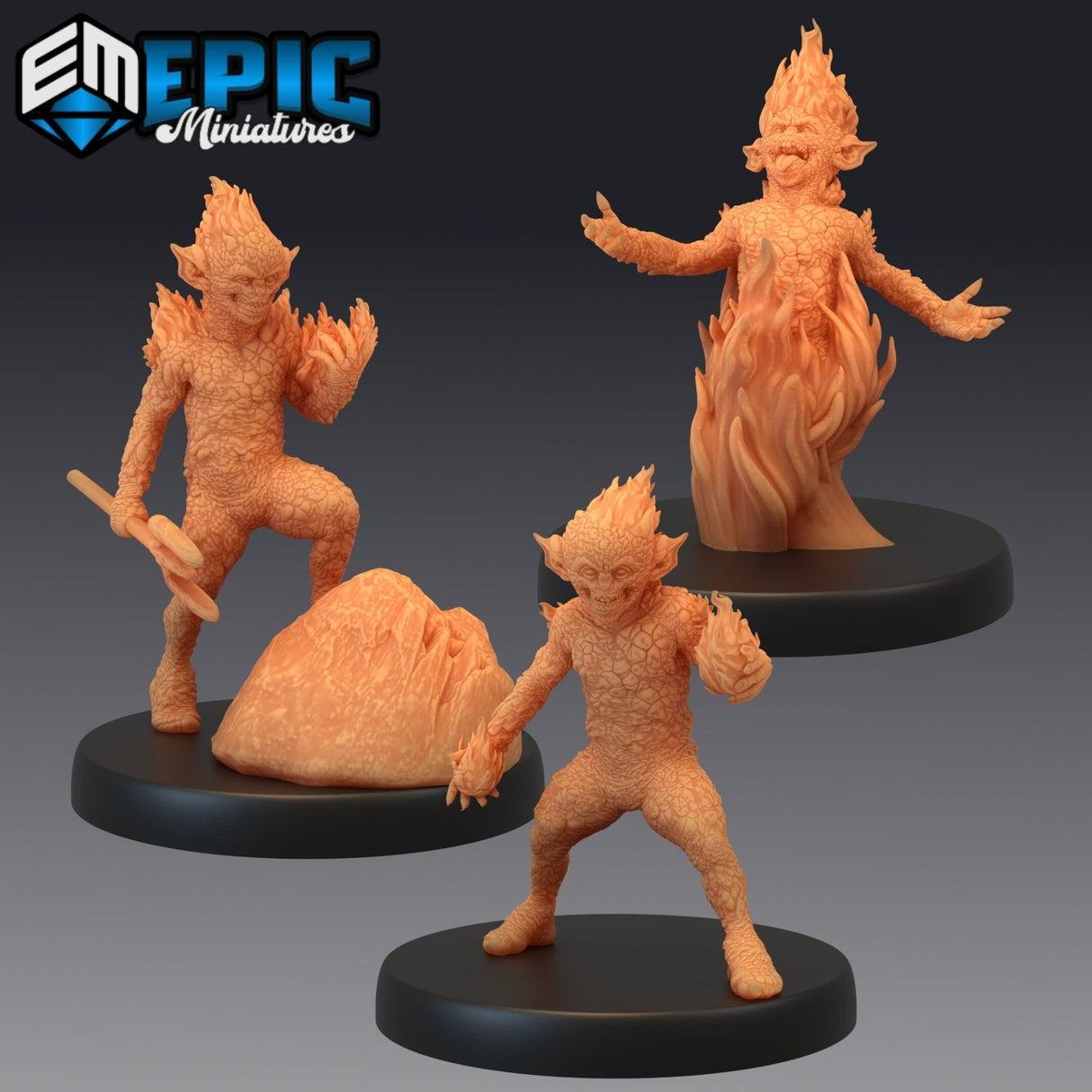 Magmin Devil Miniature | Set of 3 - Tabletop RPG & D&D miniature. Perfect for wargaming & collectors