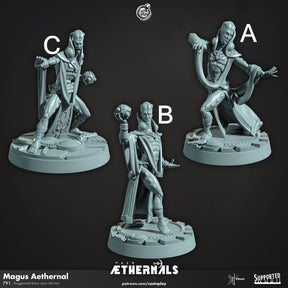 Magus Aethernal, Aethernals Miniature | A - Tabletop RPG & D&D miniature. Perfect for wargaming & collectors