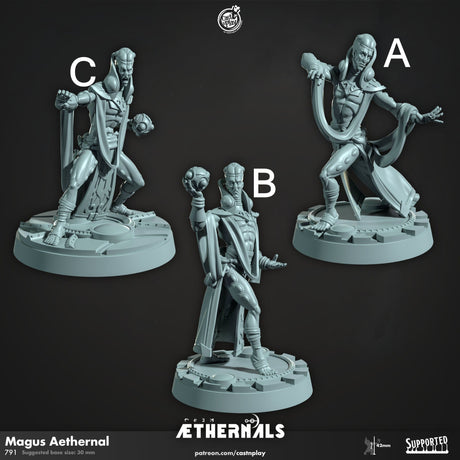Magus Aethernal, Aethernals Miniature | A - Tabletop RPG & D&D miniature. Perfect for wargaming & collectors