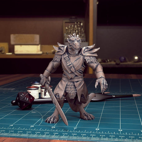 Male Heros of the Races Miniature | Dragonborn - Tabletop RPG & D&D miniature. Perfect for wargaming & collectors